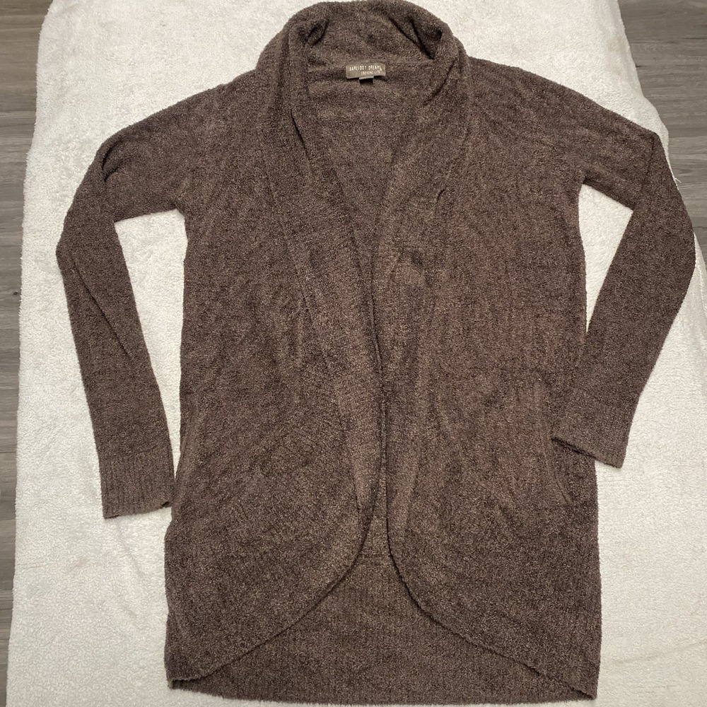 Barefoot Dreams Circle Cardigan XS/S Chocolate Brown Cozychic Lite Knit Soft